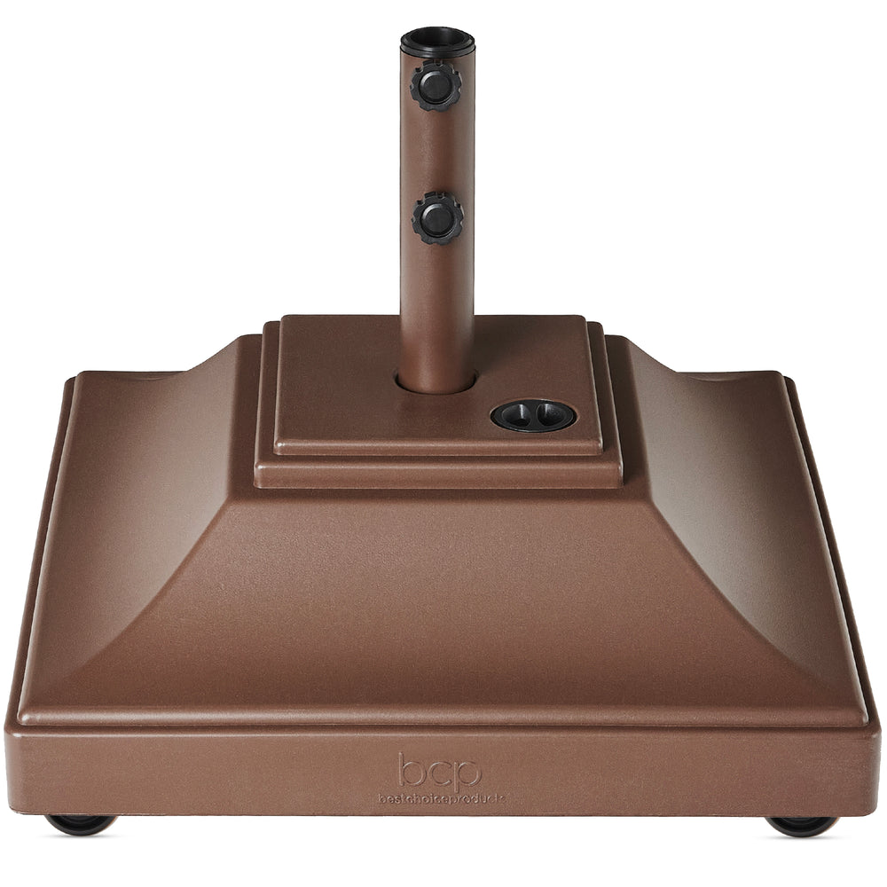 120 Lbs. Fillable Capacity HDPE Plastic Mobile Patio Umbrella Base in Brown -M10-1936