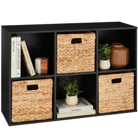 Best Choice Products 6-Cube Bookshelf, 11in Display Storage System, Organizer w/ Removable Back Panels - Black - C6 - 1412