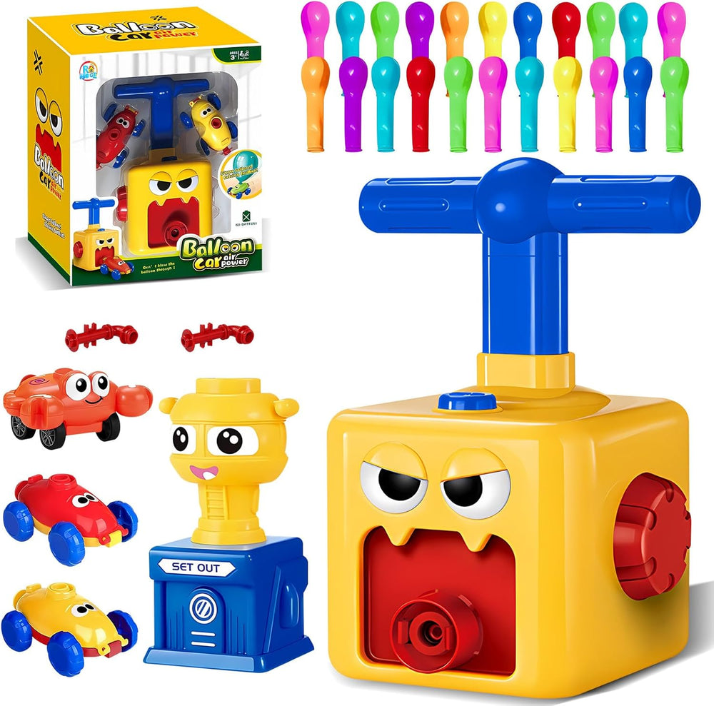 Balloon Car Toy, Balloon Launcher Toy Set with Pump and Rocket Tower, 3 Racing Cars Party Toys for Toddlers, STEM Fun for Kids Ages 3+ 1311
