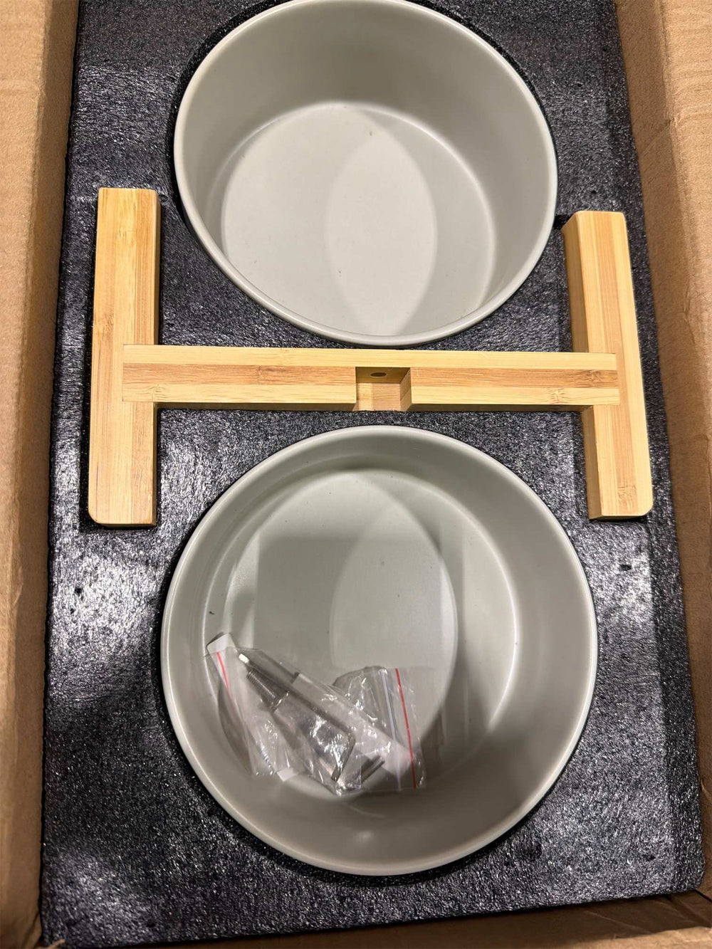 SPUNKYJUNKY Ceramic Dog and Cat Bowl with Wood Stand Non-Slip Matte Glaze Weighted Food Water Set for Cats &Small Dogs 13.5OZ - B4 - 511