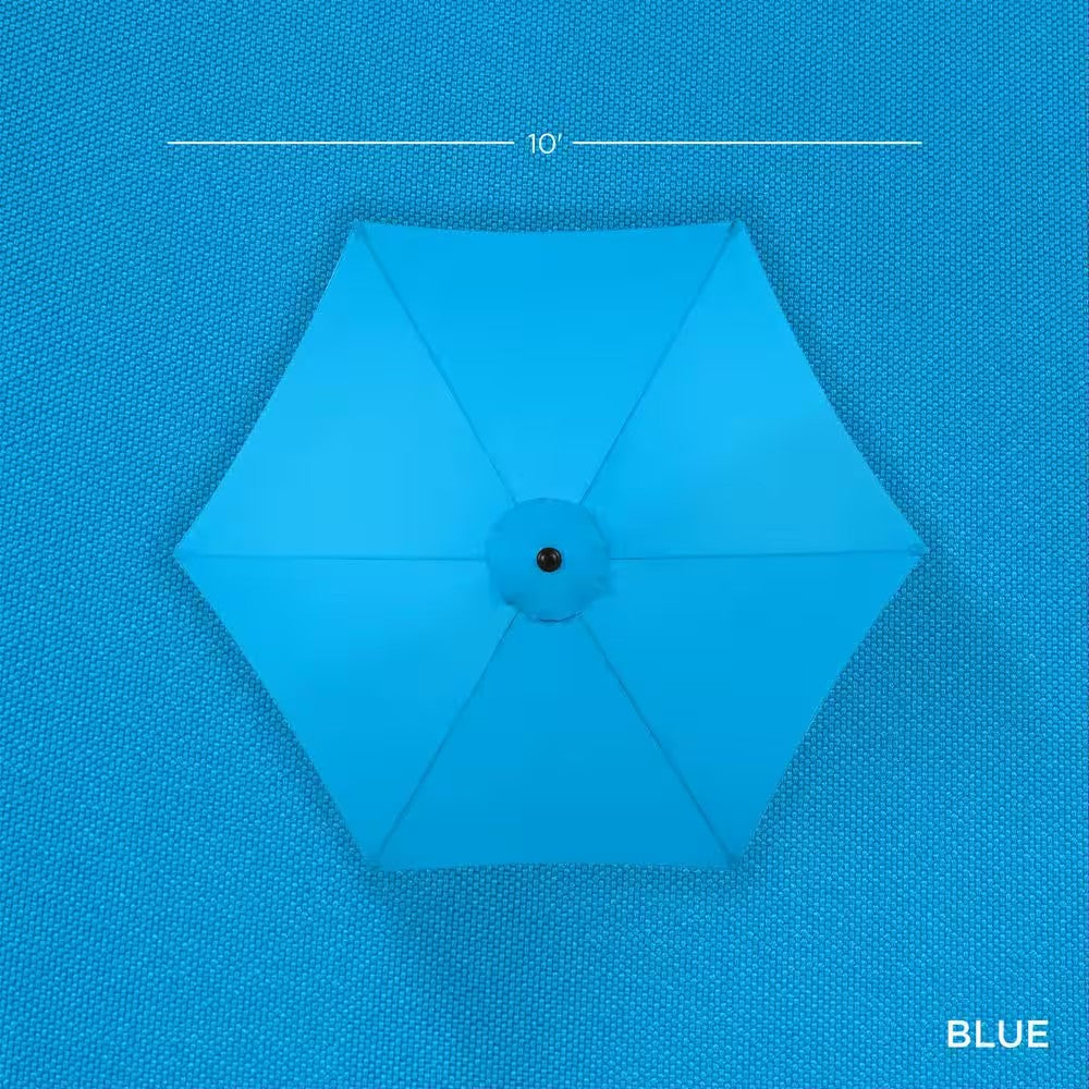 Sky Blue 10 ft. Steel Market Patio Umbrella with Crank and Tilt - A3 - 500