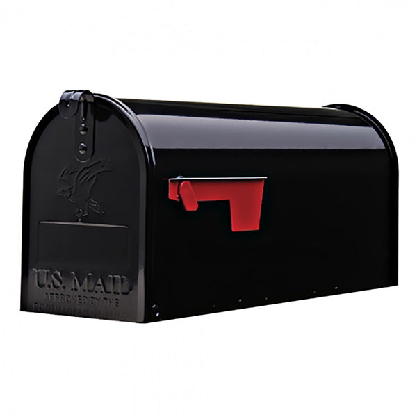 Architectural Mailboxes Elite Classic Galvanized Steel Post Mount Black Mailbox 1909