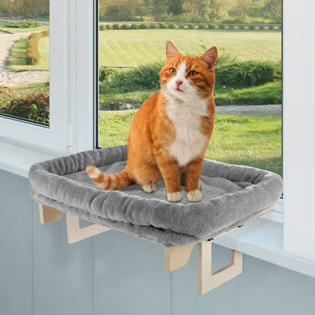 PETMAKER Cat Bed for Window Sill - Cat Window Perch with Bolster (Gray) - K5 - 1980