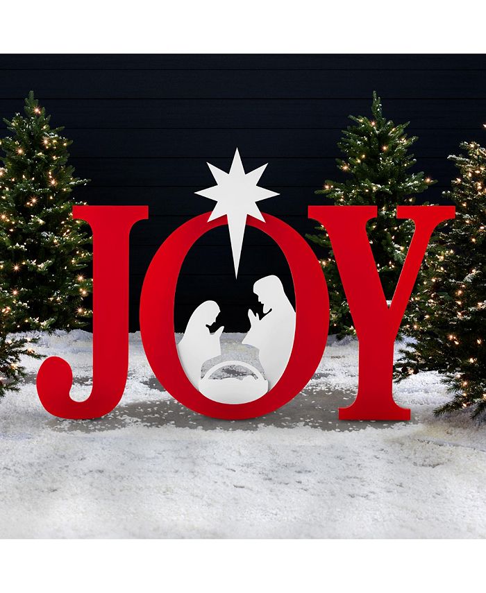Best Choice Products 46in Outdoor JOY Christmas Nativity Decoration w/ Weather Resistant PVC, Ground Stakes - Multi -D14-370
