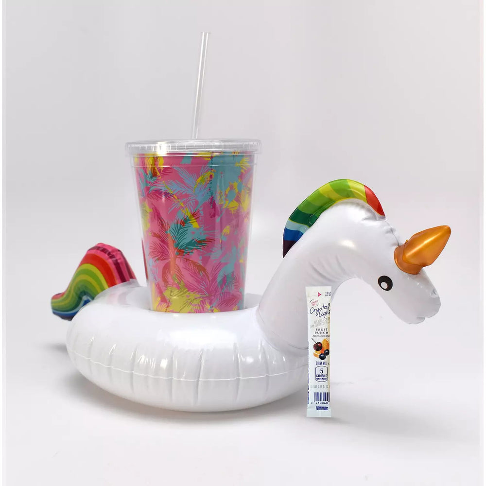 Crystal Light Summer Tumbler Drink Set with Inflatable Carrier NO STRAW -B10-1245