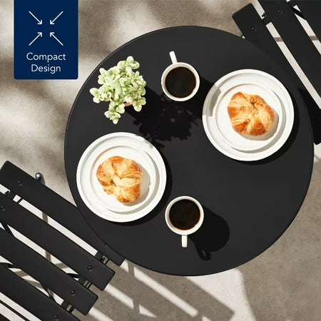 Best Choice Products 3-Piece Small Bistro Set, Folding Patio Furniture Set of 2 Chairs and Table - Black -D4-0469