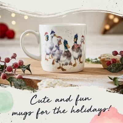 Royal Worcester 14 Oz Duck The Halls Christmas Mug with Duck Design - Fine Bone China Winter Holiday Coffee Mug, Microwave & Dishwasher Safe - C6 - 1568