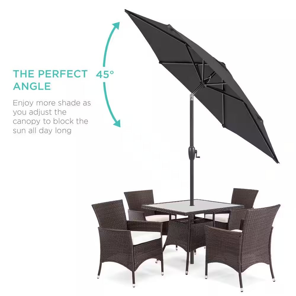 Gray 7.5 ft. Outdoor Market Patio Umbrella with Crank and Tilt -L14-1925