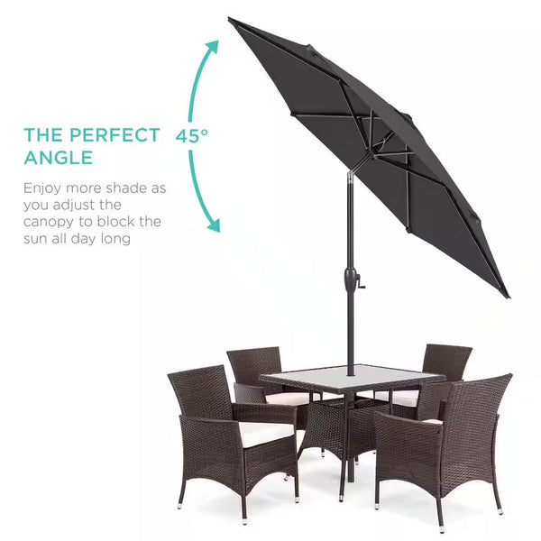 Gray 7.5 ft. Outdoor Market Patio Umbrella with Crank and Tilt -L14-1925