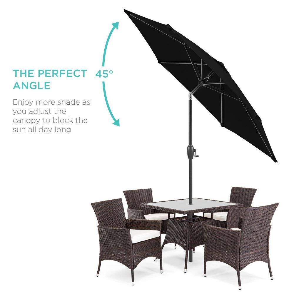 Black 7.5 ft. Outdoor Market Patio Umbrella with Crank and Tilt - B2 - 1022