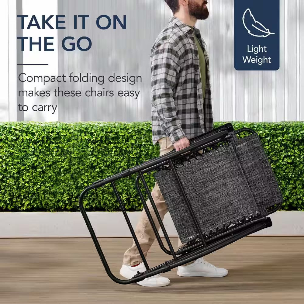 Steel Outdoor Zero Gravity Rocking Lawn Chair in Gray - J2 - 1953