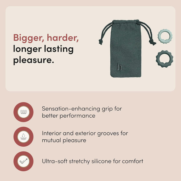 HIMS Standing O Penis Rings - Silicone, Non-Vibrating Grooved Pleasure Rings - Men's Sex Toy for Stronger Erection - Reusable & Easy-to-Use - Safe for Skin & Sensitive Areas - F7 - 1847