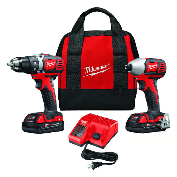 Milwaukee M18 Cordless Brushed 2 Tool Drill/Driver and Impact Driver Kit L425 - Tested and Working