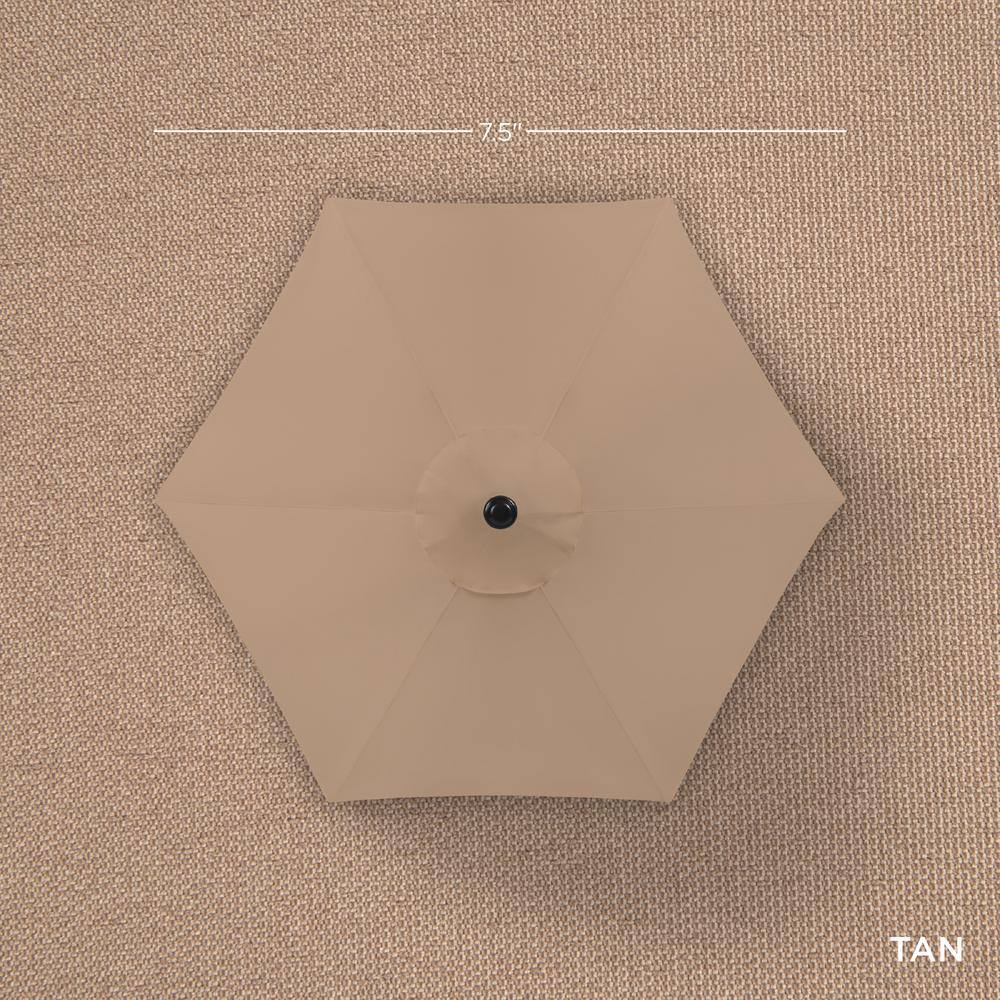 7.5 ft. Outdoor Market Solar Tilt Patio Umbrella w/LED Lights in Tan - L2 - 1922 -L14-1927