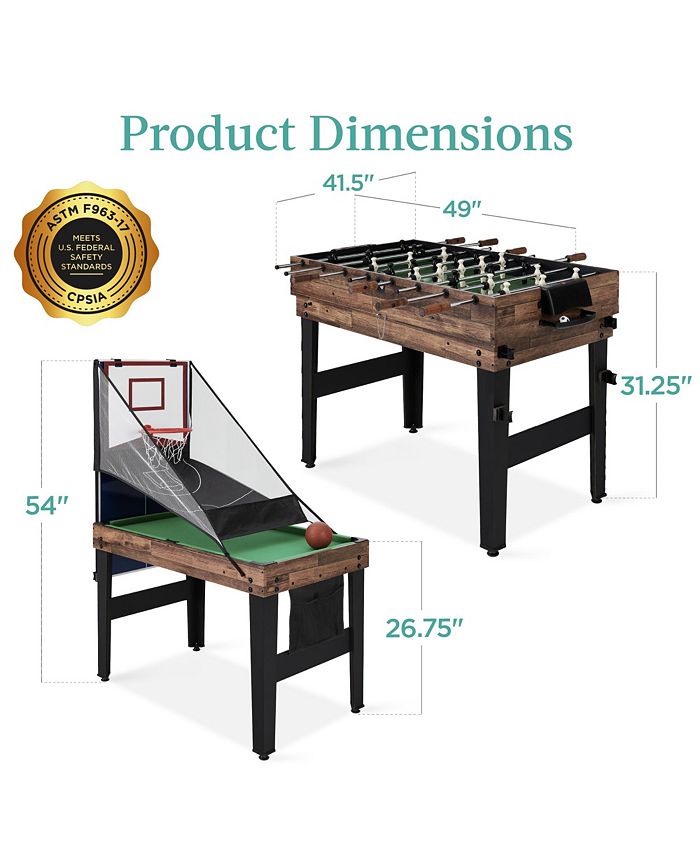 Best Choice Products 13-in-1 Combo Game Table Set w/ Ping Pong, Foosball, Basketball, Air Hockey, Archery - Brown - H4 - 1625