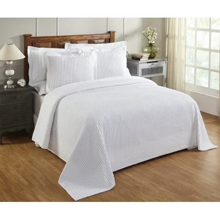 Better Trends Jullian Solid Print 100% Cotton, King Bedspread, White - F7 - 920