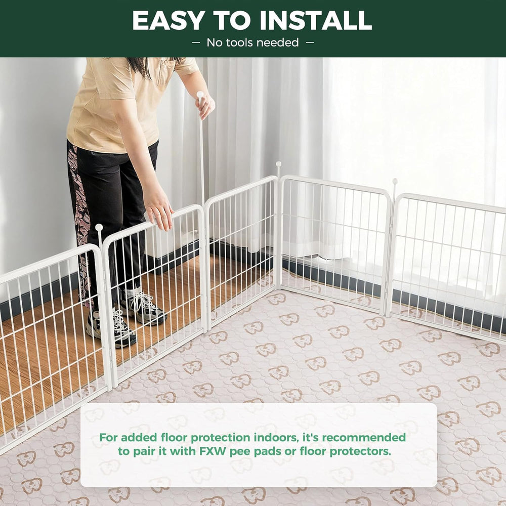 FXW Rollick Unleashed Dog Playpen for Indoor, Yard, RV Camping, 24 inch 8 Panels for Small and Puppy Dogs, White Patented - D6 - 510