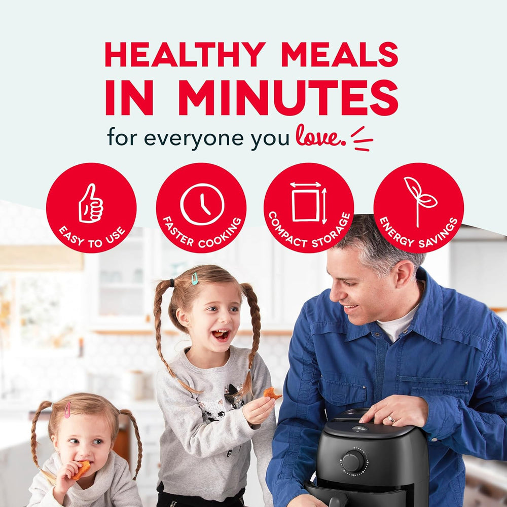 Dash Tasti-Crisp  Air Fryer - AirCrisp  Technology - Compact Design with Adjustable Temperature Control - Nonstick Fry Basket & Auto Shut-Off Feature - 2.6 Quarts - Black - C9 - 1236