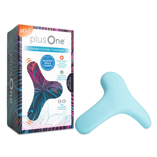 plusOne Breast+Body Warm Vibration Intimate Massager, Prevent Clogged Ducts, Menstrual Pain Relief -E3-0685 -C7-1196