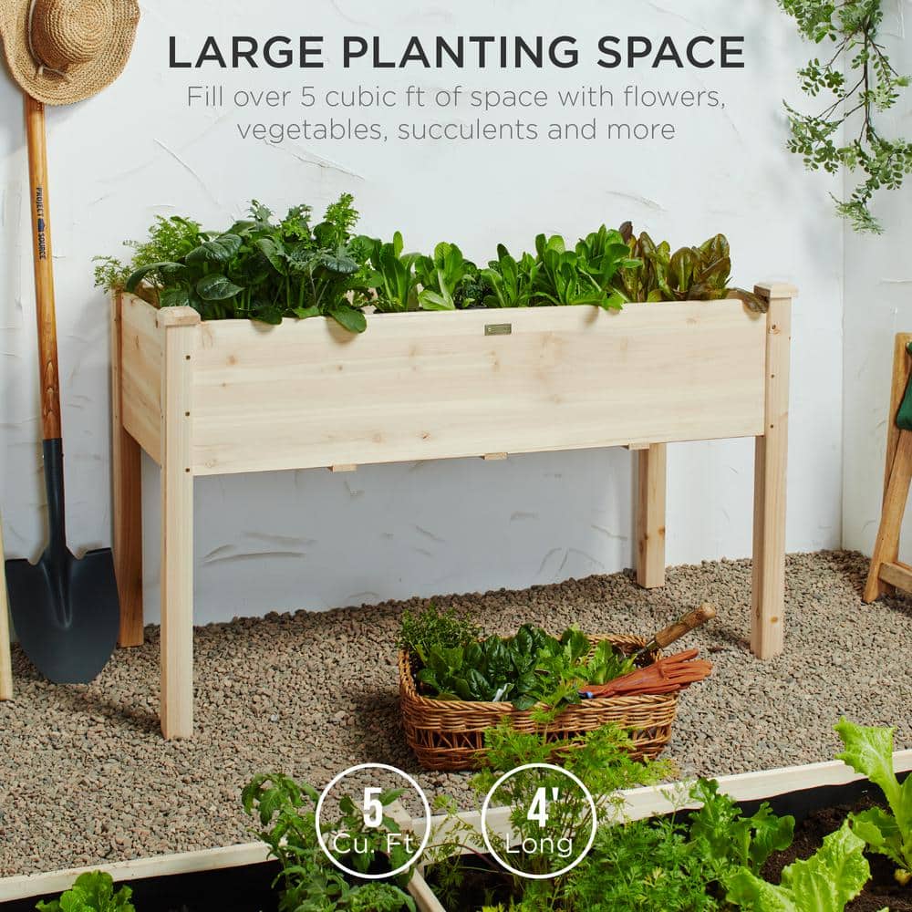 48 in. x 24 in. x 30 in. Wood Raised Garden Bed - Natural - M4 - 1602